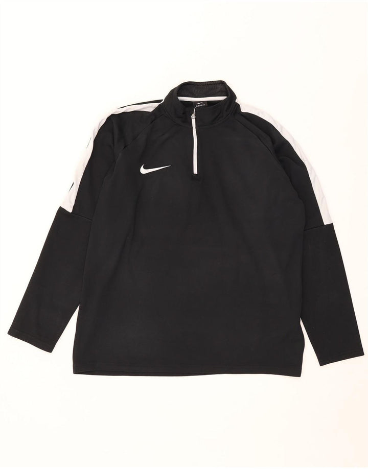 Nike Herren-Dri-Fit-Oberteil mit Reißverschluss, langärmlig, groß, Schwarz, Farbblock