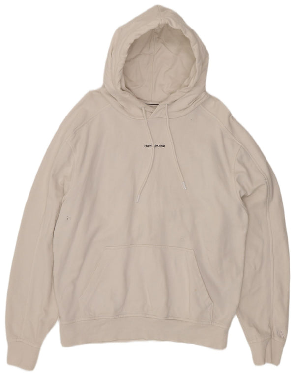Calvin Klein Jeans Herren Kapuzenpullover, Größe S, weiße Baumwolle