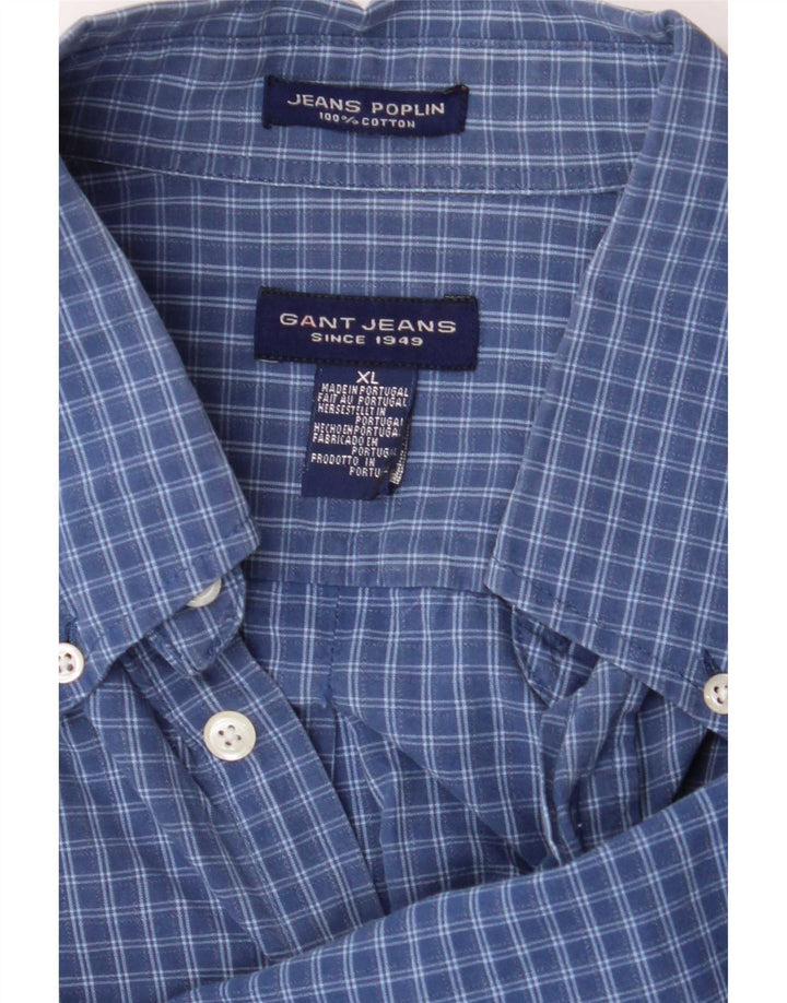 Gant Herrenhemd XL, blau kariert, Baumwolle