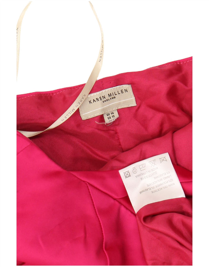 KAREN MILLEN Damen Neckholder-Bodycon-Kleid UK 14 Large Rosa Acetat