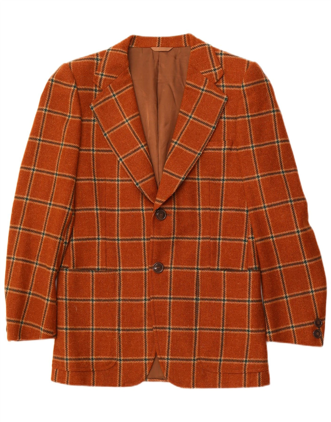 VINTAGE Herren-Blazer mit 2 Knöpfen, IT 50, große braun karierte Wolle