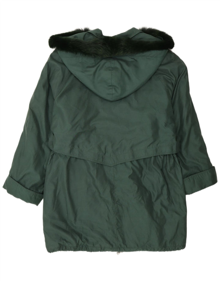 Vintage Damen Parka-Jacke mit Kapuze, übergroß, UK 16, Größe L, grün, Polyester