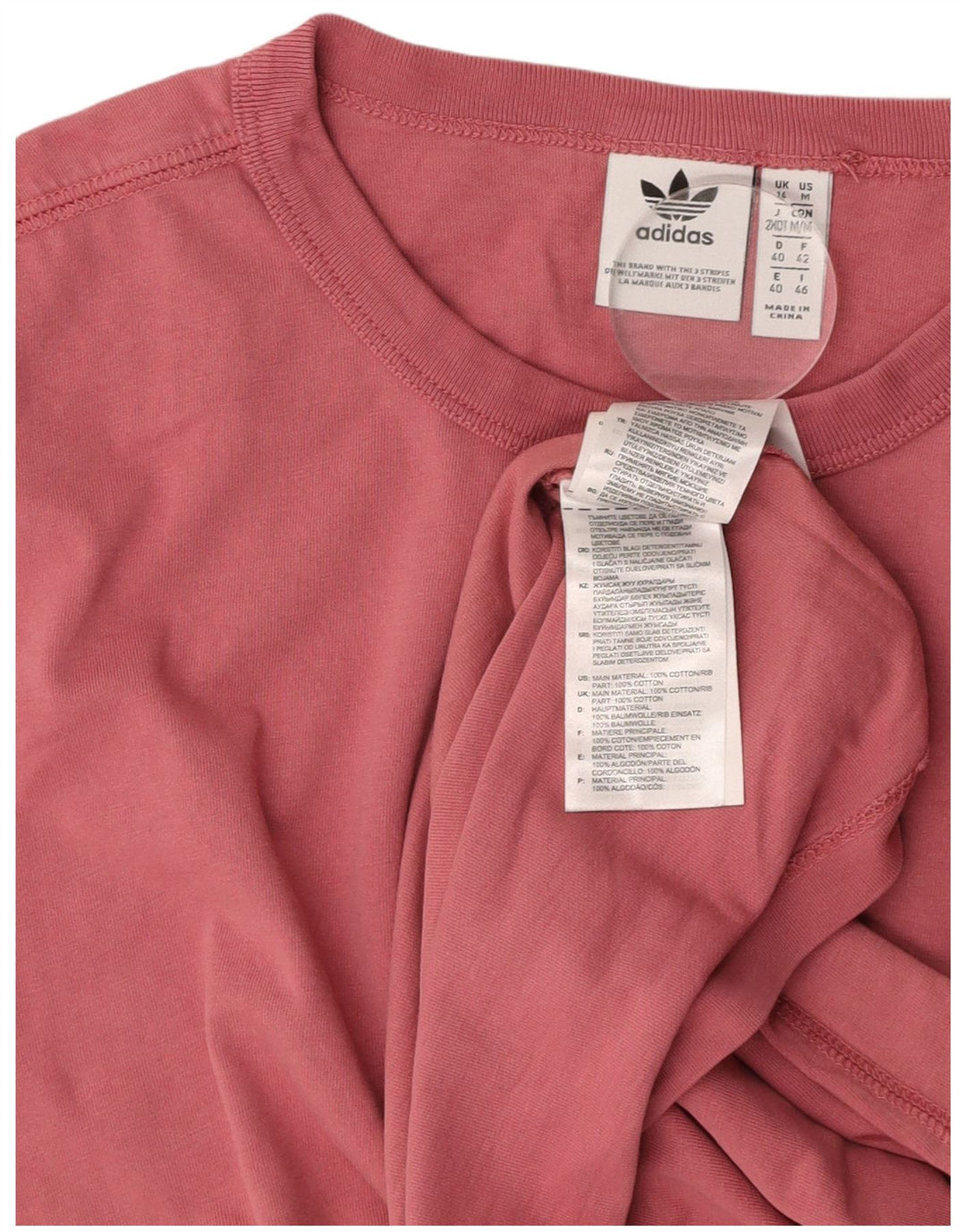 ADIDAS Womens T-Shirt Top UK 14 Medium Pink Cotton