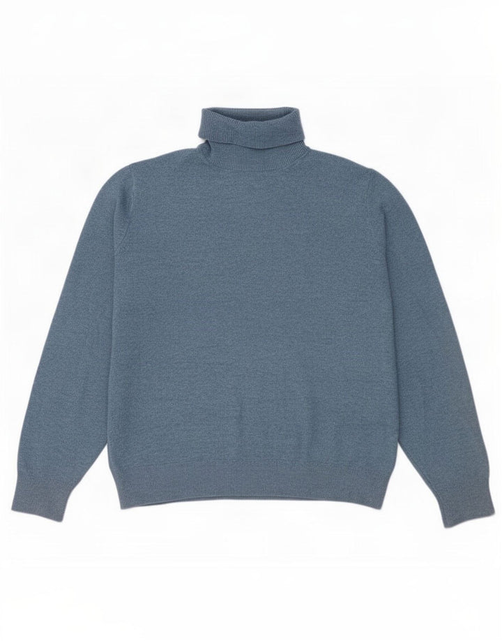Marks & Spencer Damen Rollkragenpullover, UK 14, Mittelblau, Polyester