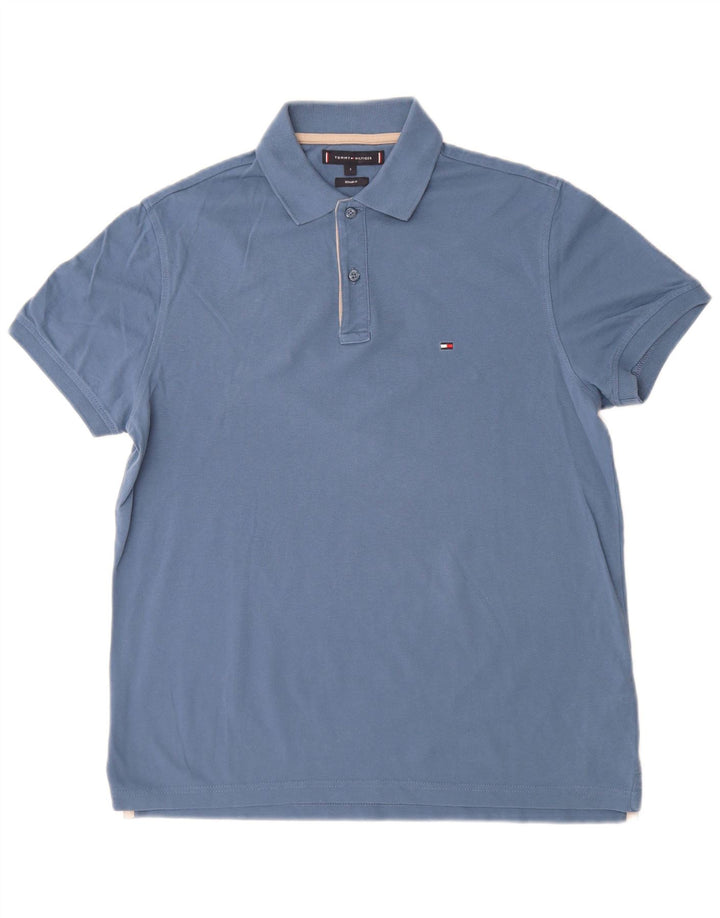 TOMMY HILFIGER Herren-Poloshirt mit normaler Passform, kleine blaue Baumwolle