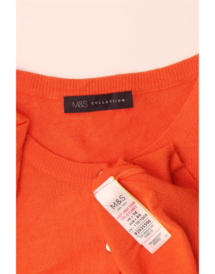 Marks & Spencer Damen Strickjacke Pullover UK 16 Large Orange Viskose