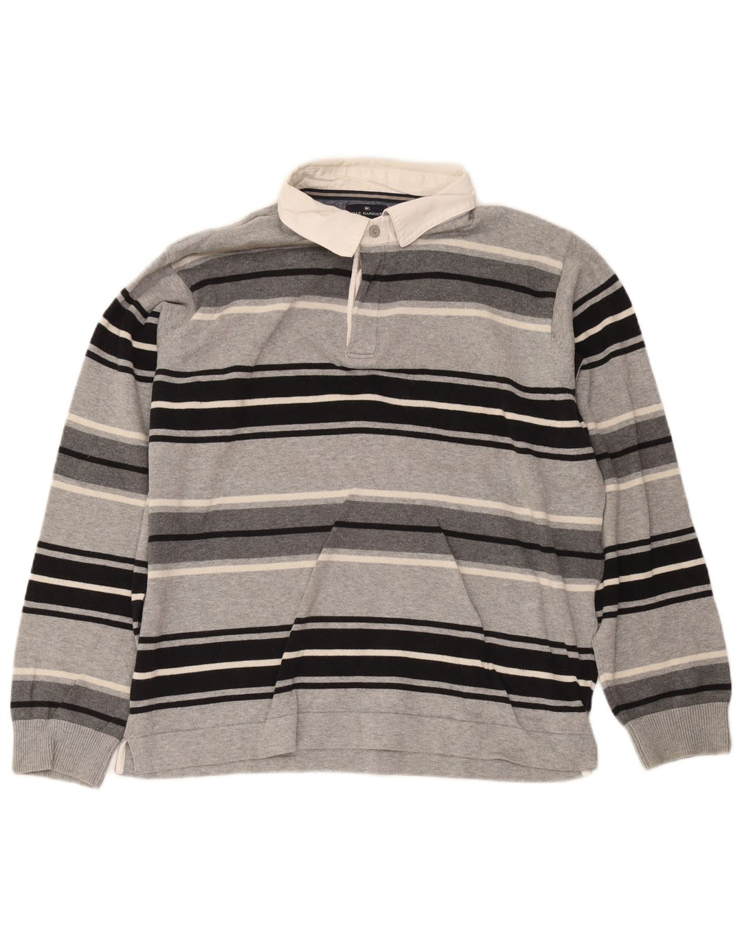 Marks & Spencer Herren Blue Harbor Rugby-Poloshirt, groß, grau gestreift