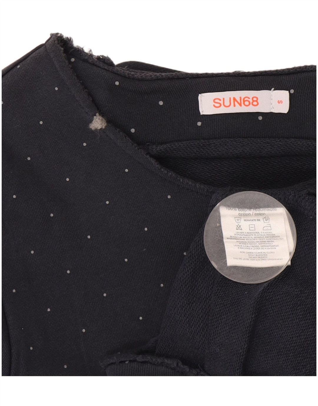 Sun68 Damen Crop Utility Jacke UK 10 Small Marineblau gepunktete Baumwolle