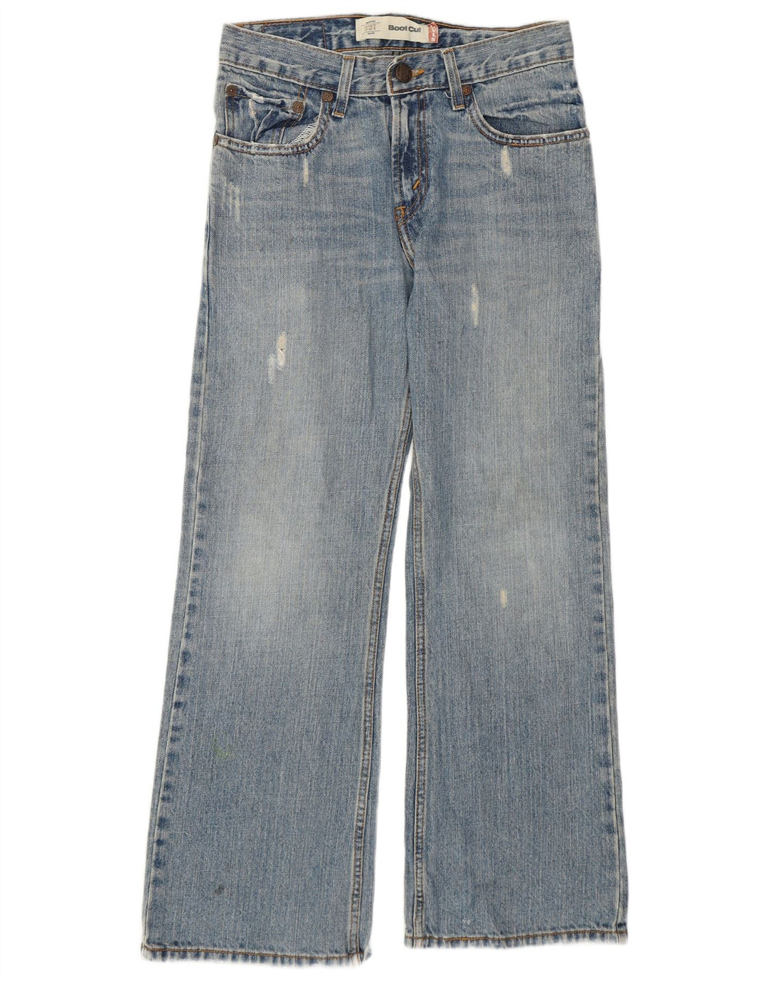 Levi's Damen 527 Distressed Bootcut Jeans Größe 12 Mittel W28 L27 Blau