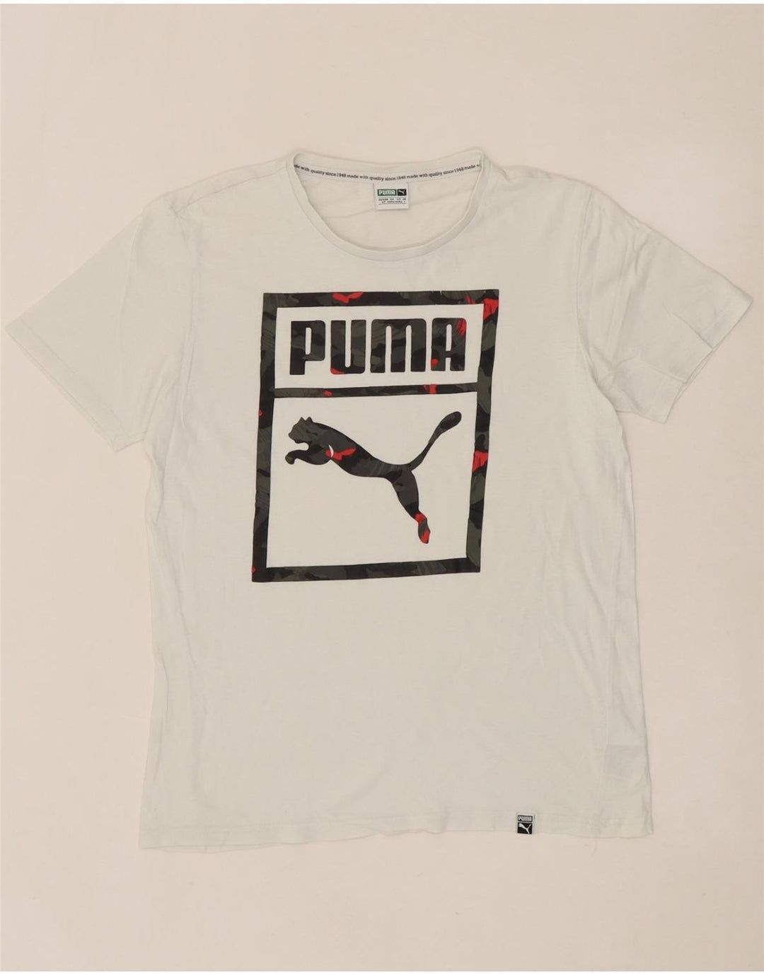 PUMA Mens Graphic T-Shirt Top Small White Cotton Vintage Puma and Second-Hand Puma from Messina Hembry 