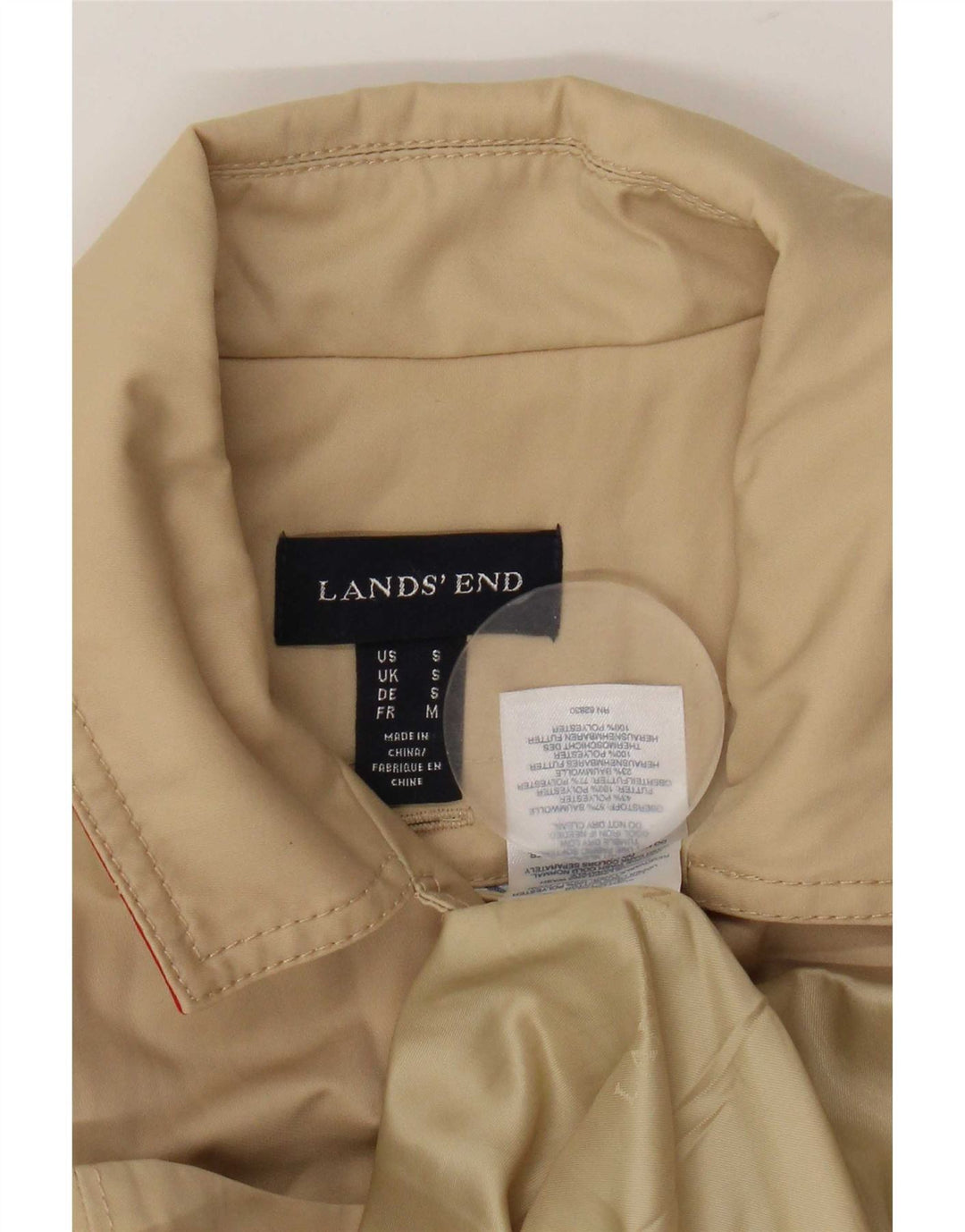 Lands End Damen Trenchcoat UK 10 Small Beige Baumwolle