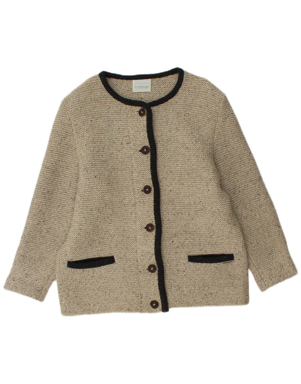 Lindbergh Damen-Cardigan-Pullover IT 48 XL Grau gefleckte Schurwolle