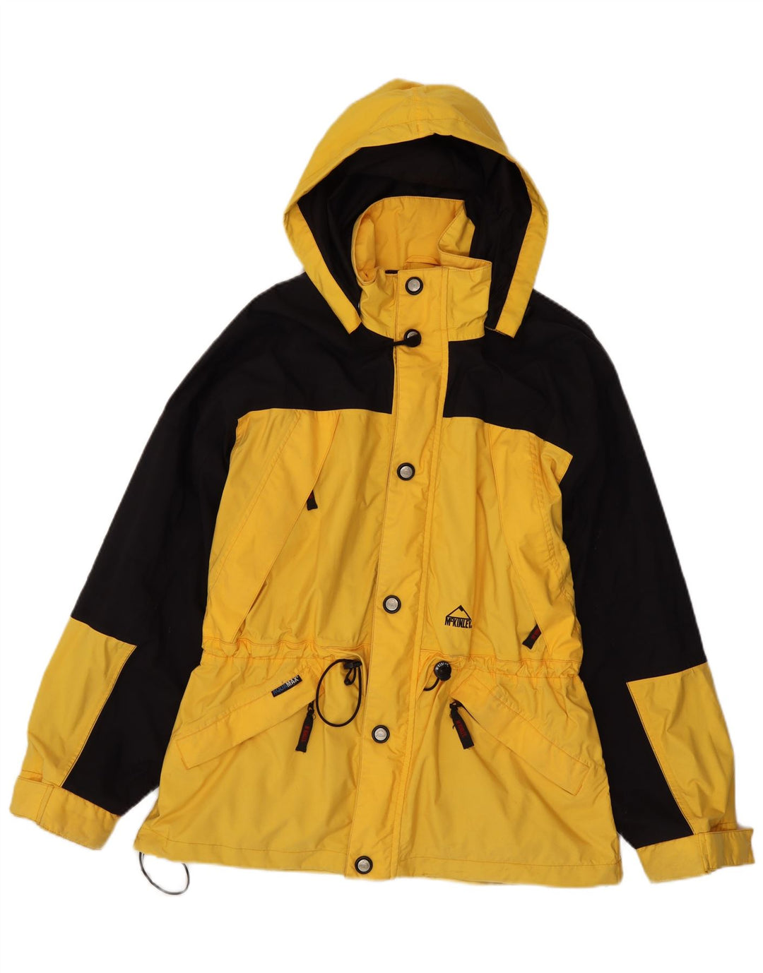 MC Kinley Herren-Regenjacke mit Kapuze, UK 38, mittelgelbes Colourblock-Nylon