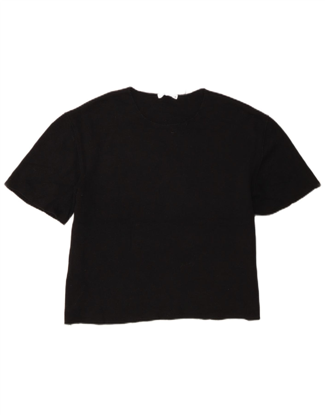 Zara Damen Crop Oversized T-Shirt Top UK 10 Small Schwarz Polyester