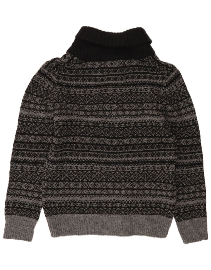 EDDIE BAUER Herren-Pullover mit Schalkragen, kleine graue Fair-Isle-Wolle