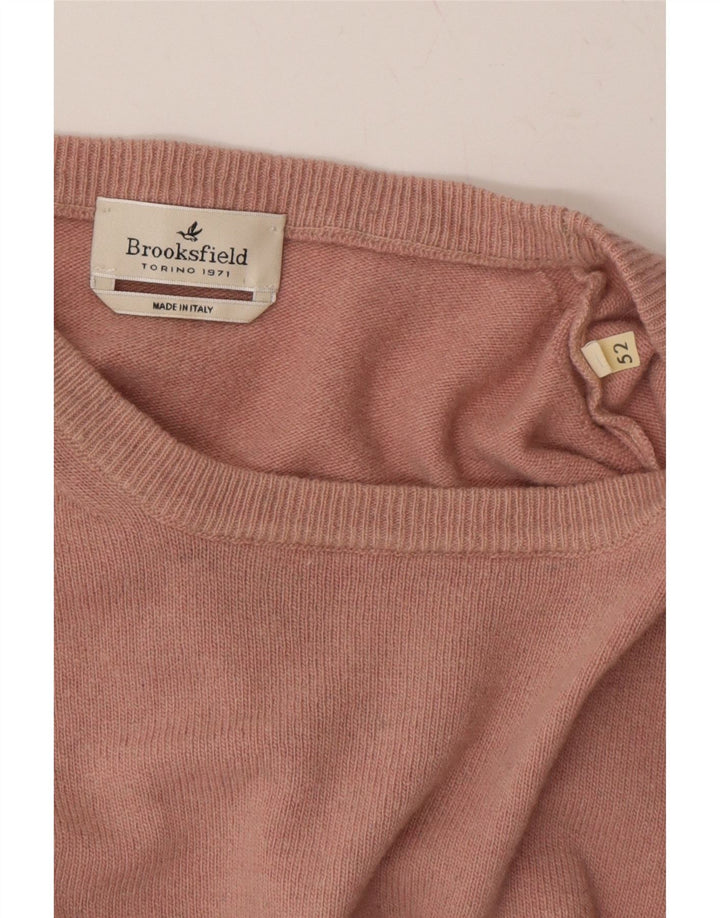 BROOKSFIELD Mens Crew Neck Jumper Sweater IT 52 Large Pink Vintage Brooksfield and Second-Hand Brooksfield from Messina Hembry 