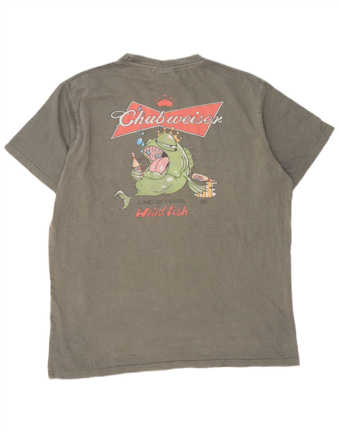 Weird Fish Herren-T-Shirt mit Grafik, Größe L, Grau, Baumwolle