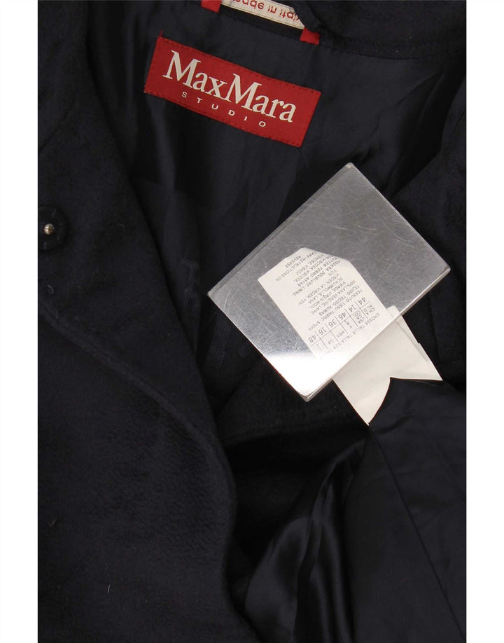 Max Mara Damenmantel UK 16 Large Marineblaue Schurwolle
