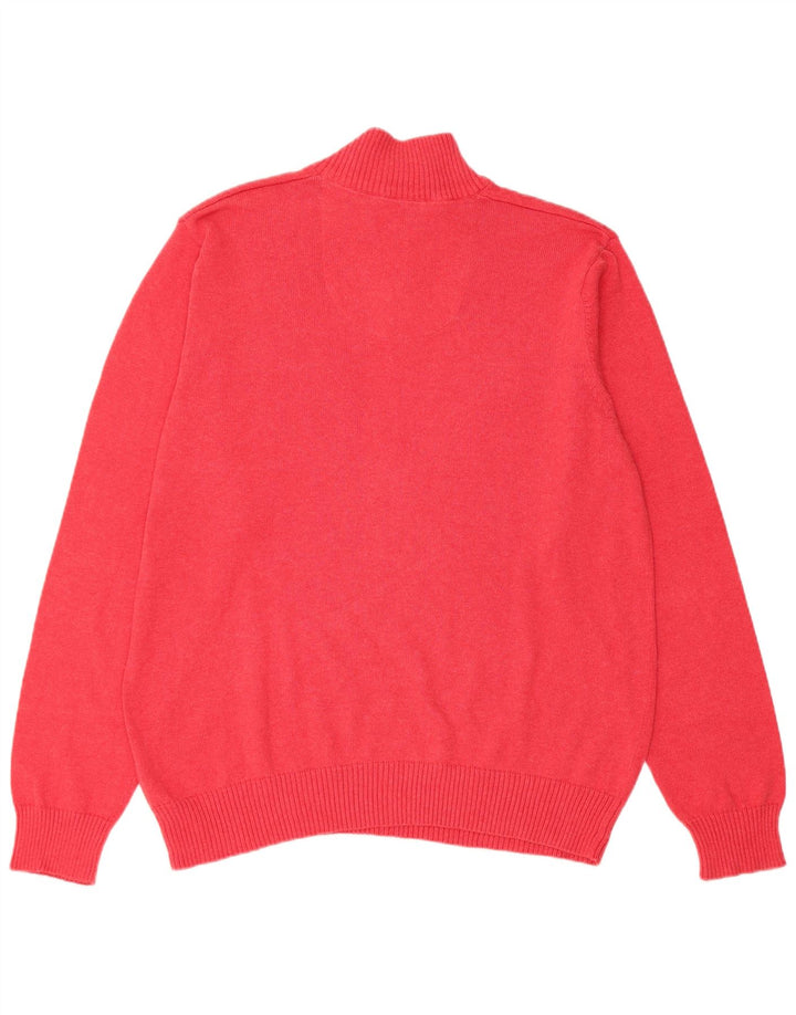Marks & Spencer Herren-Pullover mit normaler Passform und Reißverschluss, Größe L, aus roter Baumwolle