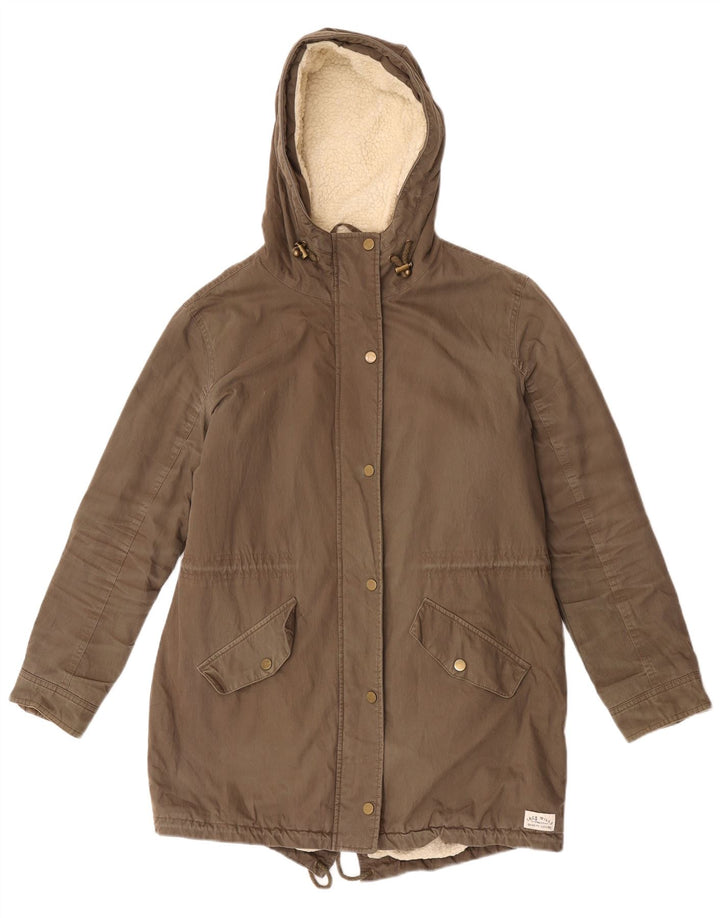 Jack Wills Damen-Sherpa-Parka mit Kapuze, Gr. 12, mittleres Khaki