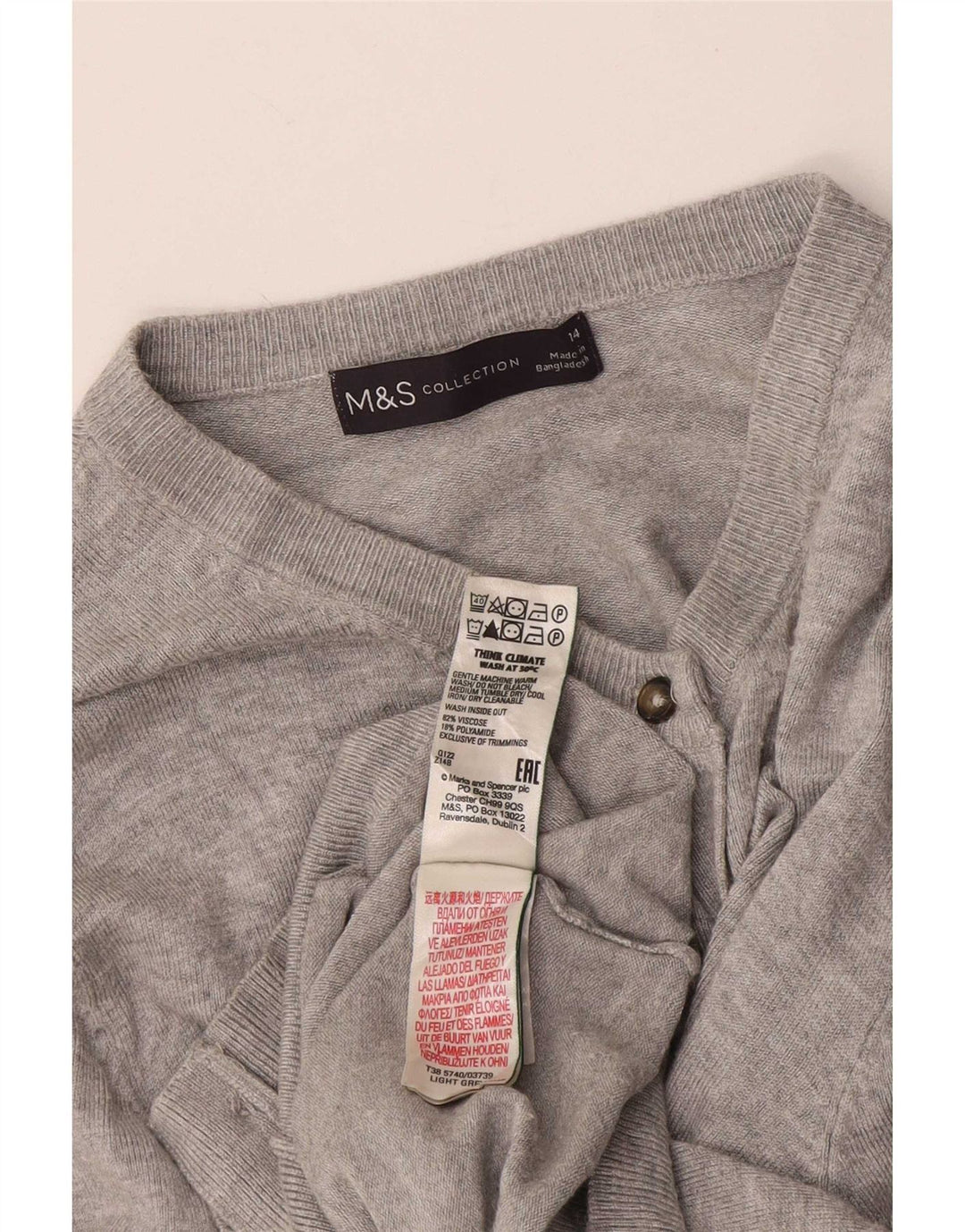 Marks & Spencer Damen Crop Cardigan Pullover UK 14 Mittelgrau meliert