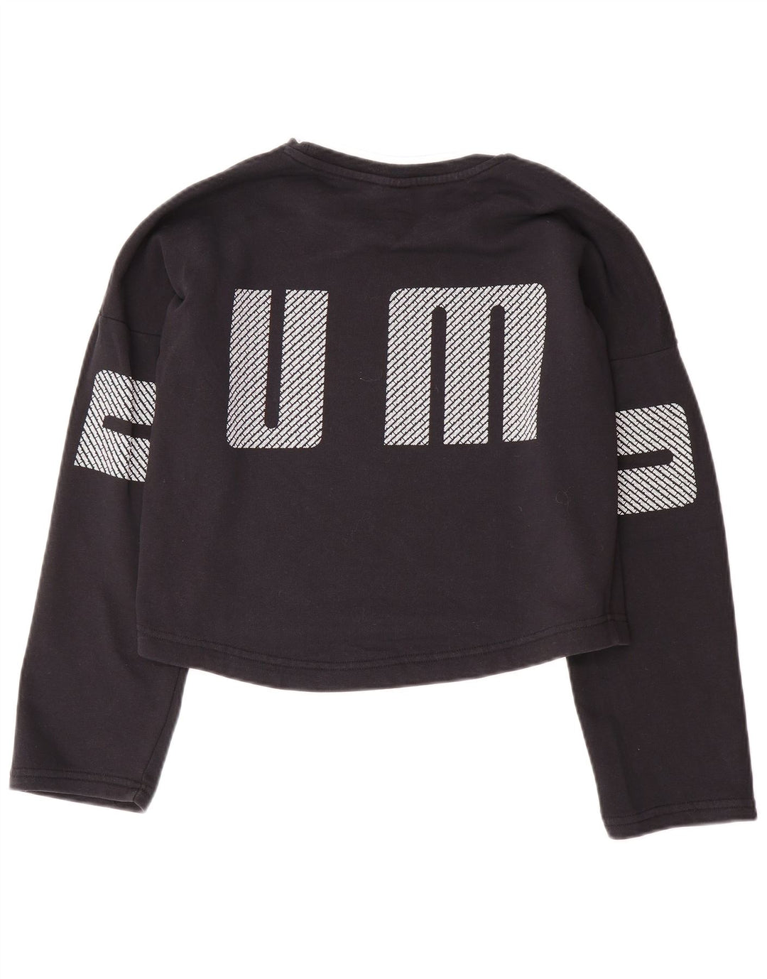 Puma Womens Oversized Crop Graphic Sweatshirt Pullover UK 10 Small Schwarz