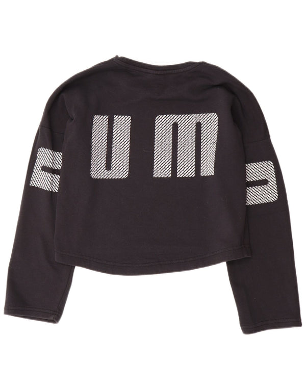 Puma Womens Oversized Crop Graphic Sweatshirt Pullover UK 10 Small Schwarz