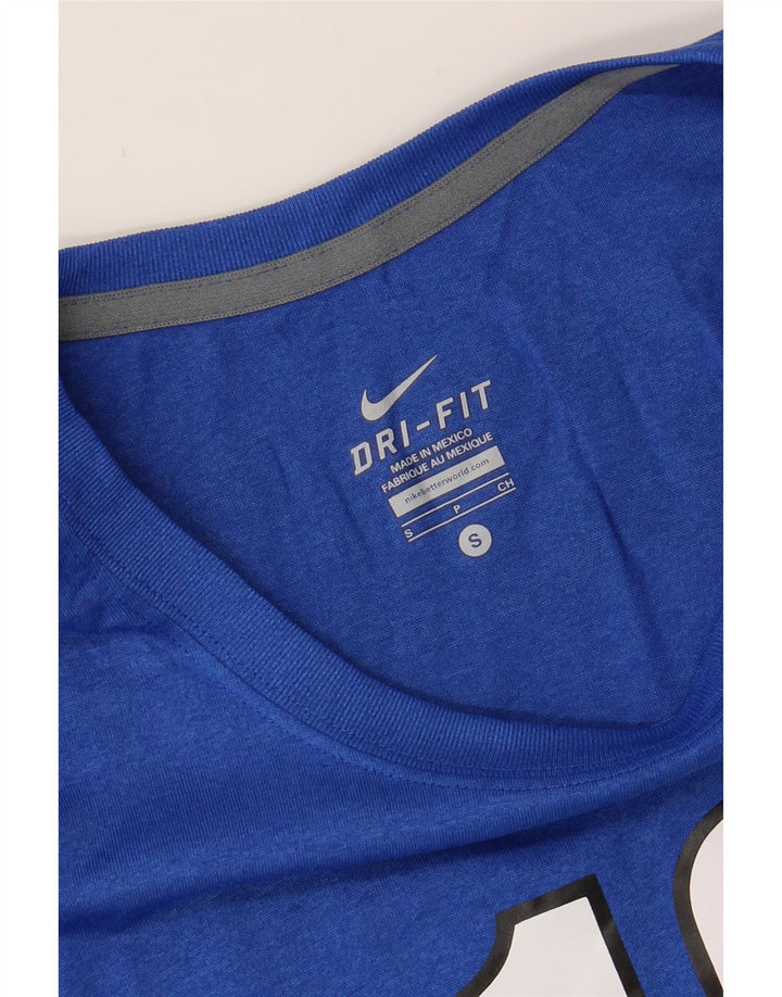 NIKE Womens Dri Fit Graphic T-Shirt Top UK 10 Small Blue Polyester Vintage Nike and Second-Hand Nike from Messina Hembry 