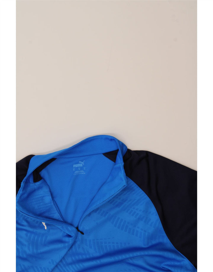 PUMA Mens Zip Neck Pullover Tracksuit Top XL Blue Colourblock Polyester Vintage Puma and Second-Hand Puma from Messina Hembry 