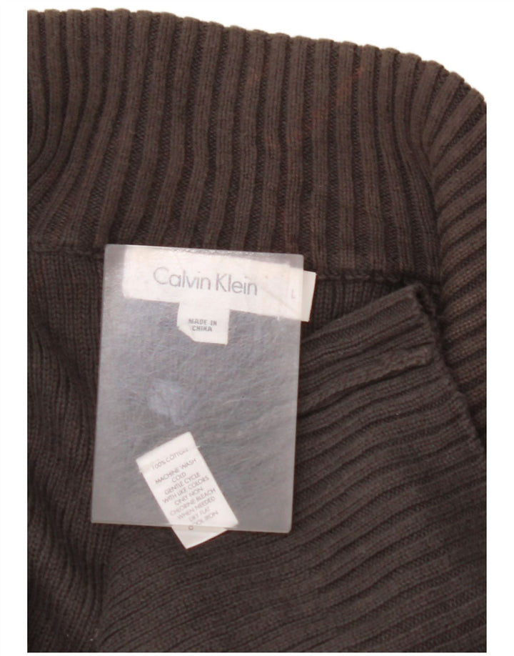 CALVIN KLEIN Herren-Pullover mit Reißverschluss am Hals, große graue Baumwolle