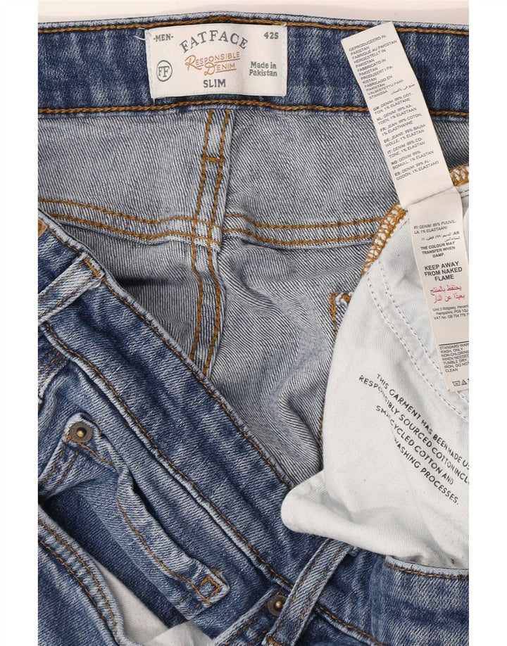 Fat Face Herren Slim Jeans W42 L28 Blaue Baumwolle