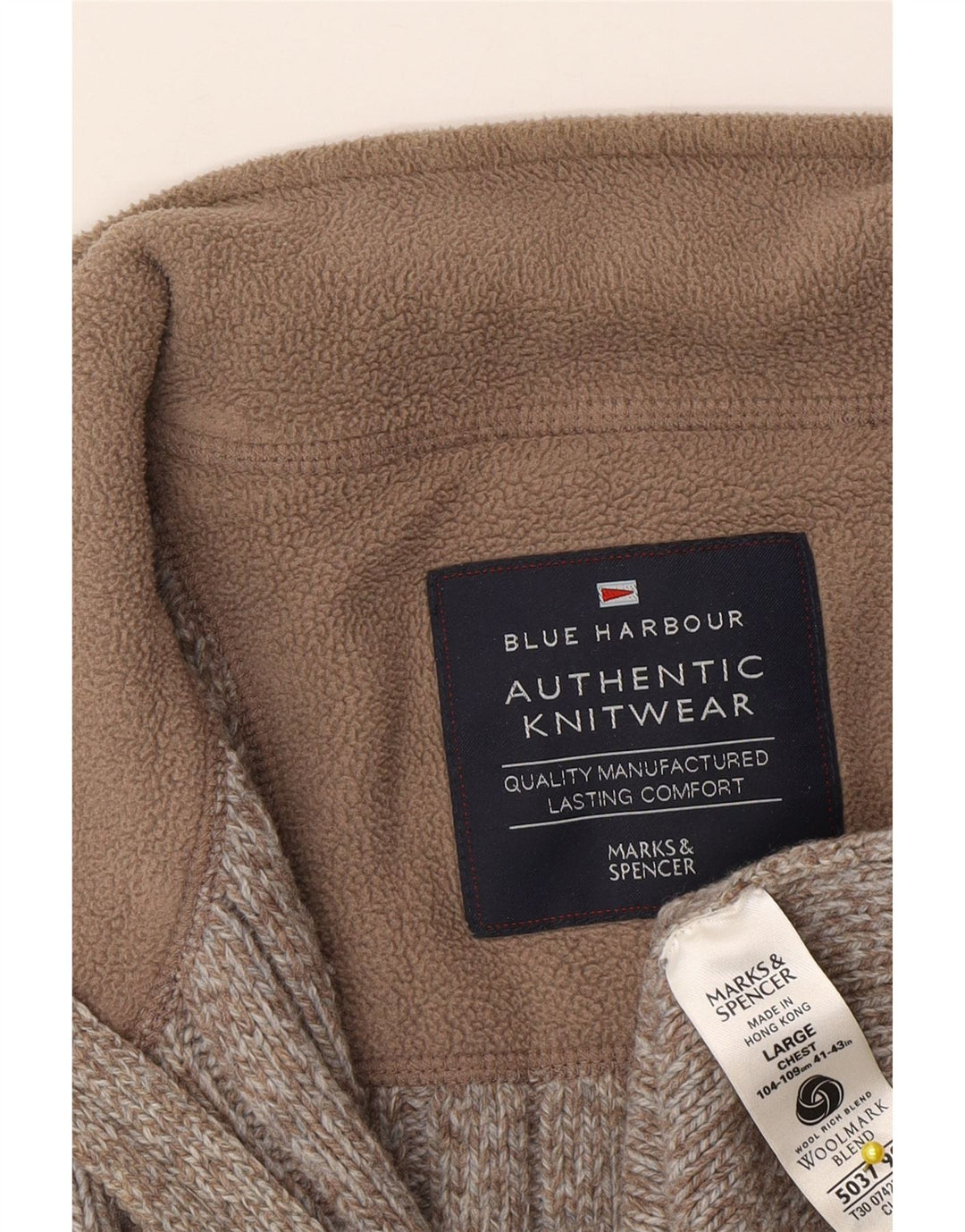 Marks & Spencer Herren-Strickjacke, groß, braun gesprenkelte Wolle