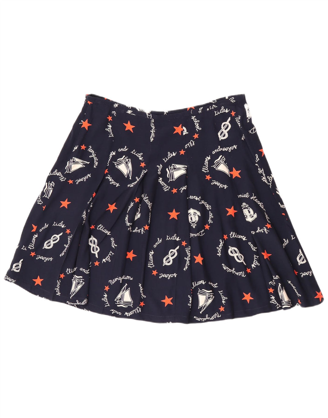 Vintage Damen grafischer A-Linien-Rock W30 Medium Navy Blue Geometrisch