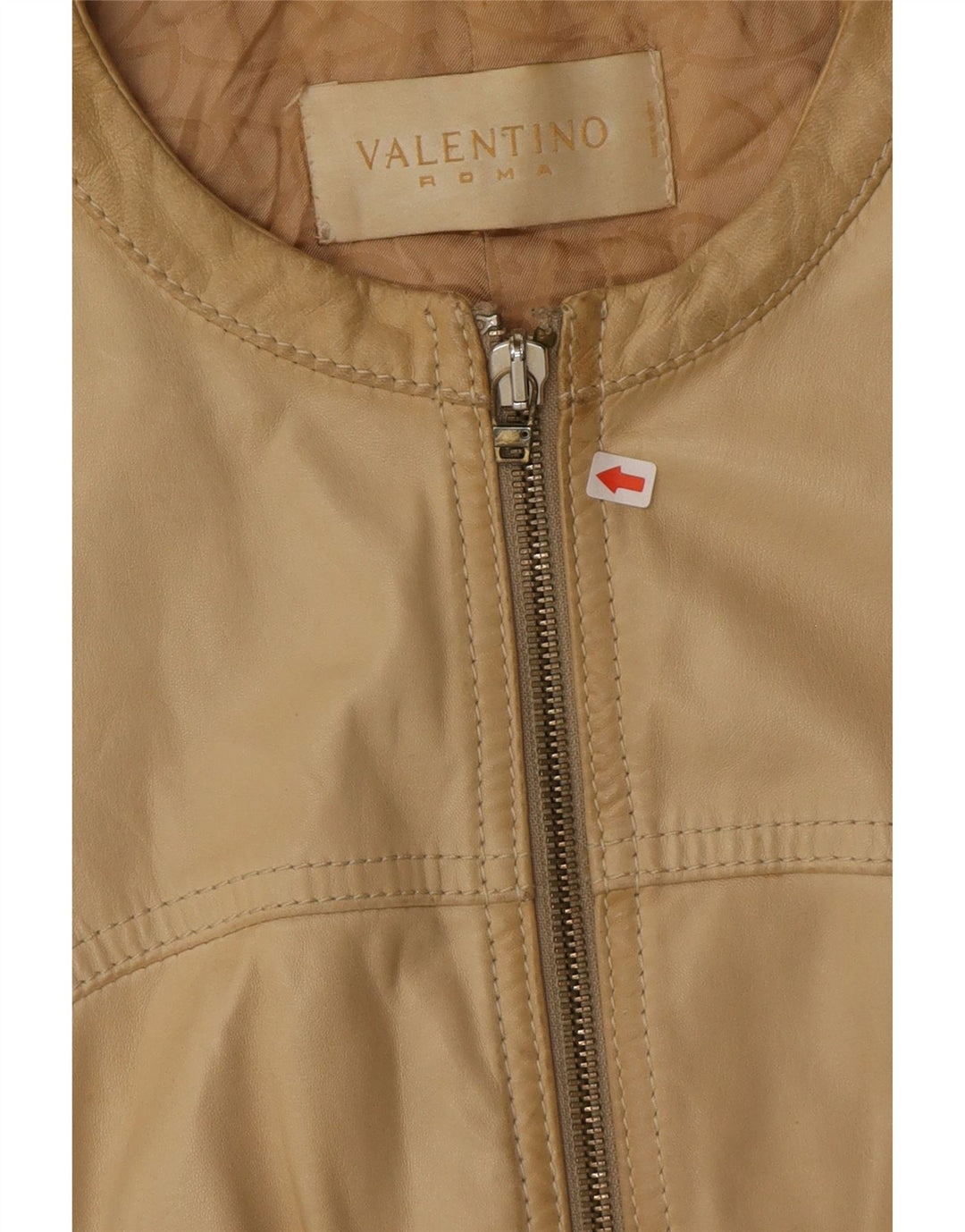 Valentino Damen Crop Lederjacke IT 40 Small Beige Leder