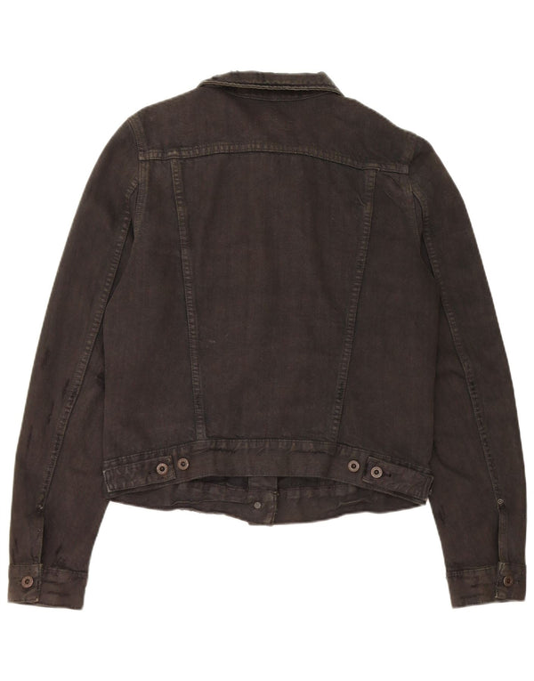 Polo Ralph Lauren Damen Distressed Crop Denim Jacke UK 14 Medium Schwarz