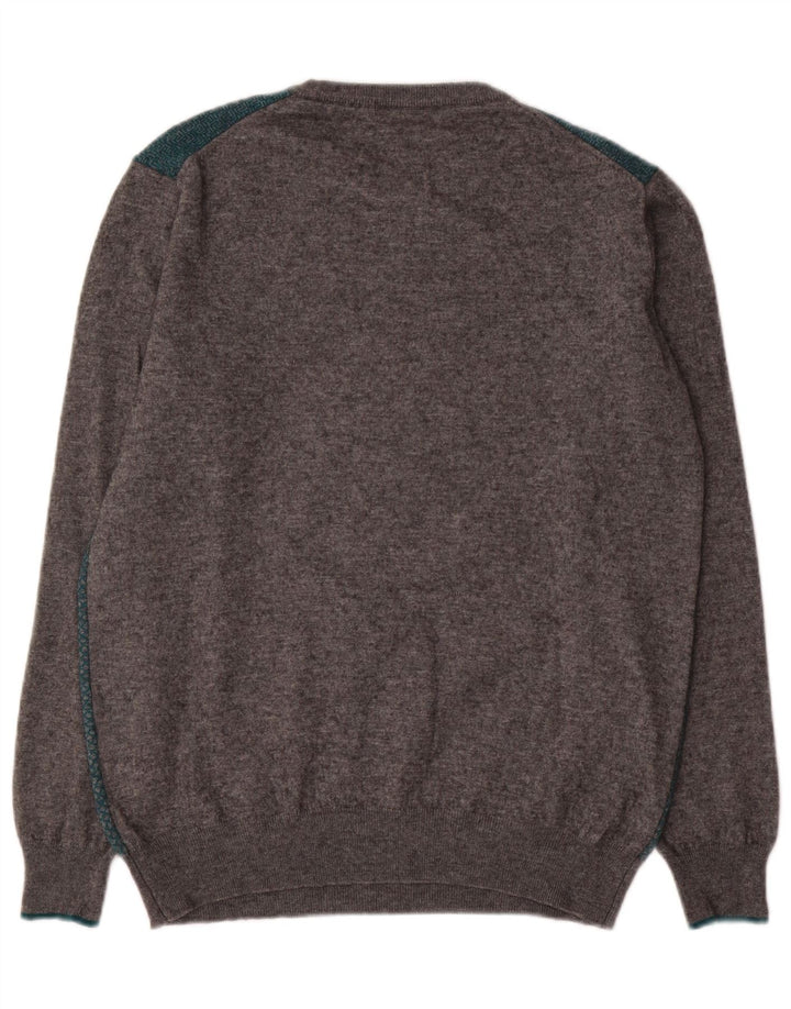 Harmont & Blaine Herren-Pullover mit Rundhalsausschnitt, 2XL, graue Colourblock-Wolle