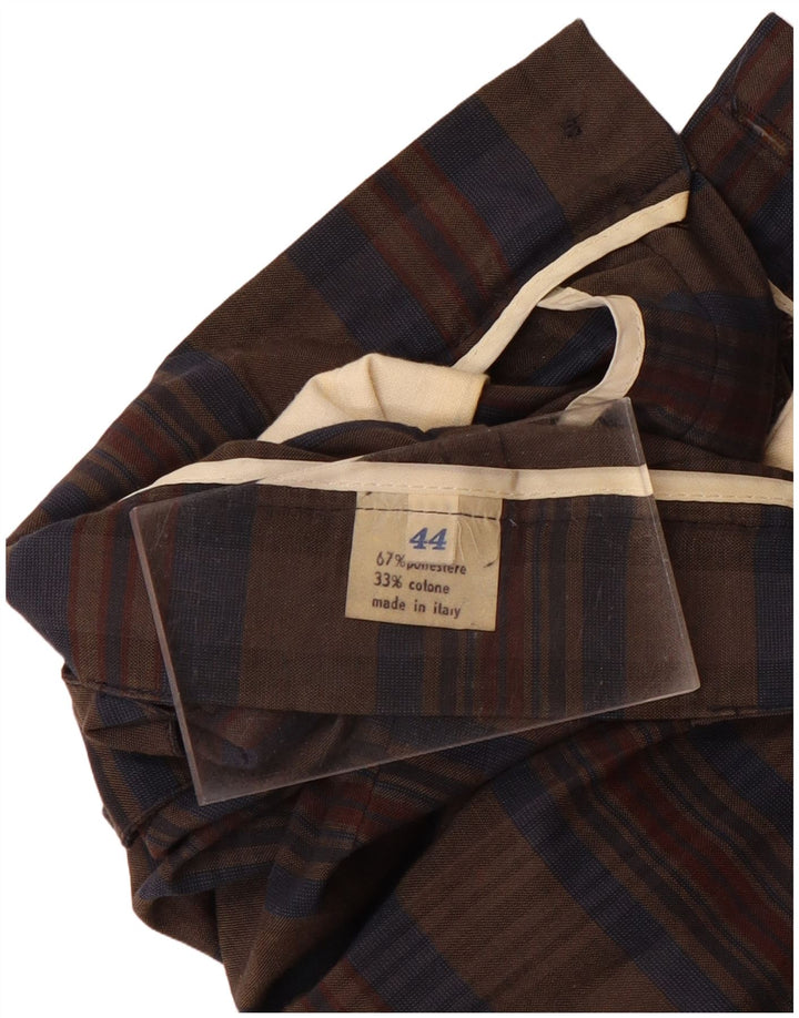 VINTAGE Damen-Chinohose mit hoher Taille, Größe 44, mittelgroß, W26, L29, braun kariert