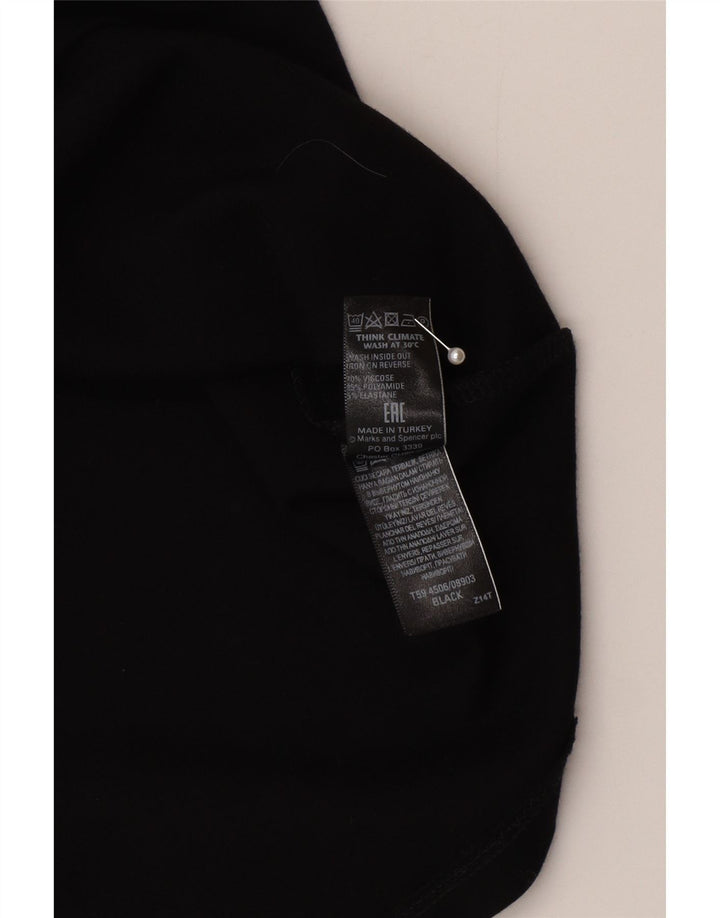 Marks & Spencer Damen Minirock UK 14 Large W30 Schwarze Viskose