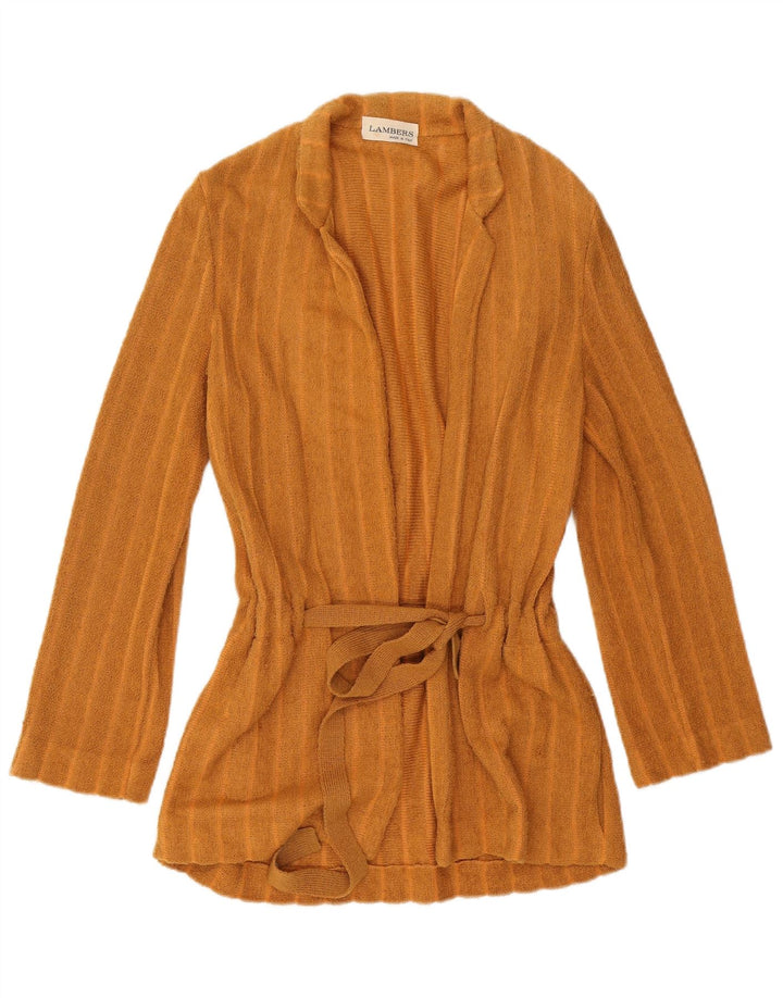 Langer Damen-Cardigan von Lambers IT 42 Mittelorange Nadelstreifen