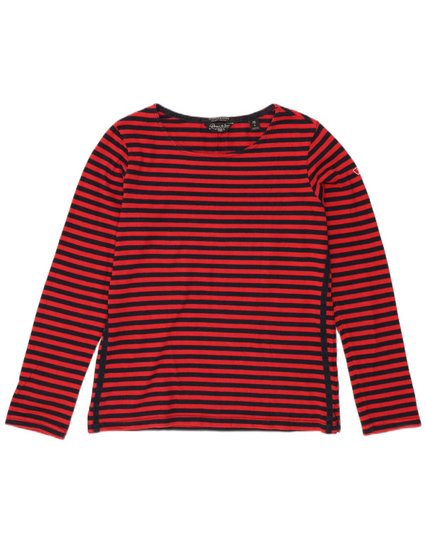 Scotch & Soda Damen Übergroßes Top Langarm UK 2 XS Rot gestreift Baumwolle