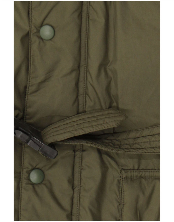 ALBERTO ASPESI Wattierter Damenmantel mit Kapuze, UK 14, mittleres Khaki, Polyester