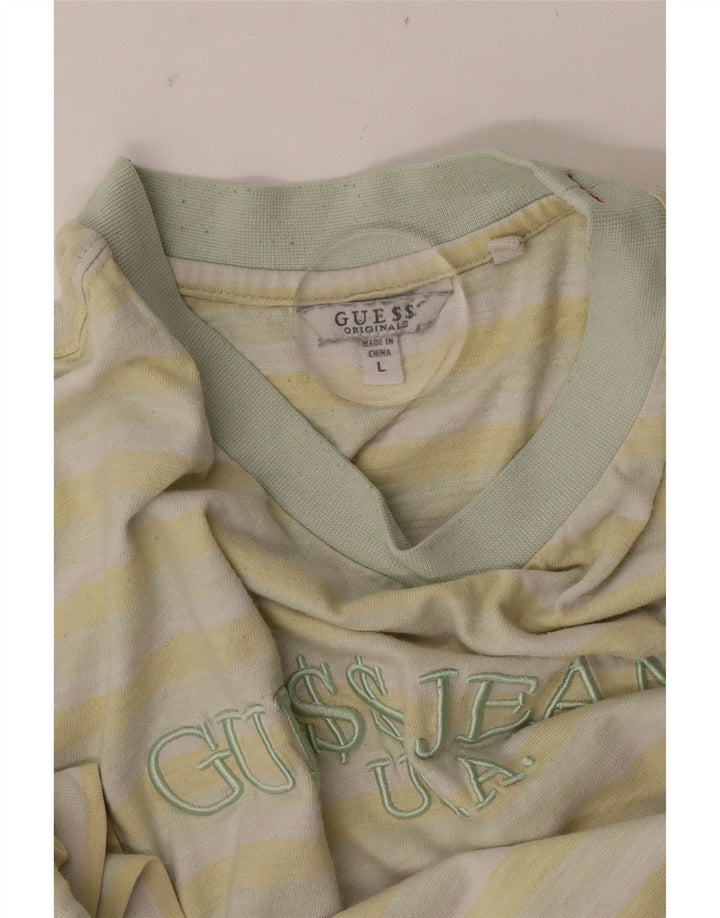 Guess Herren-T-Shirt mit Grafik, groß, gelb gestreift