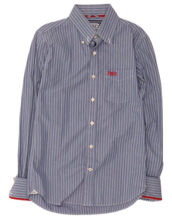 Superdry Herrenhemd aus mittelblauer, gestreifter Baumwolle
