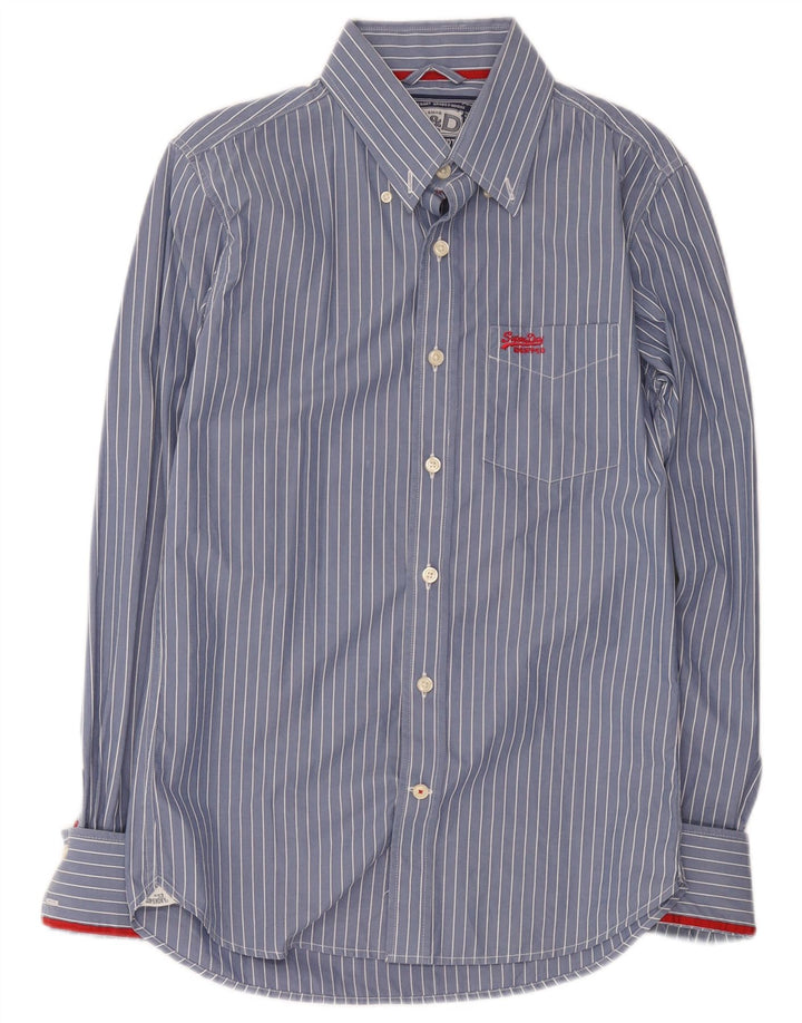 Superdry Herrenhemd aus mittelblauer, gestreifter Baumwolle