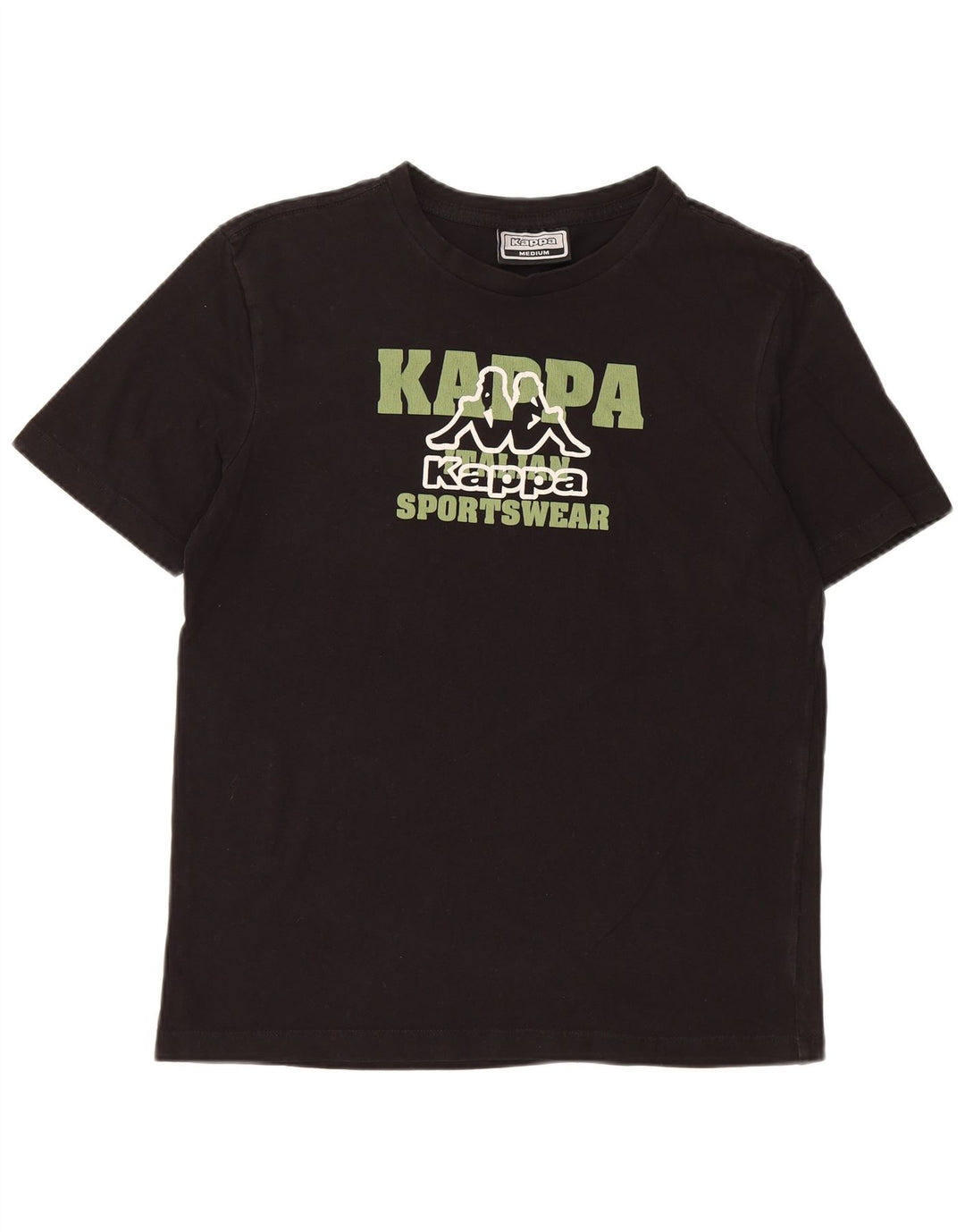 KAPPA Womens Graphic T-Shirt Top UK 14 Medium Black