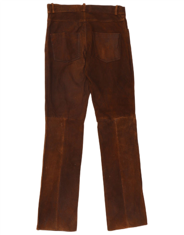 Vintage Damen Gerade Lederhose W30 L35 Braun