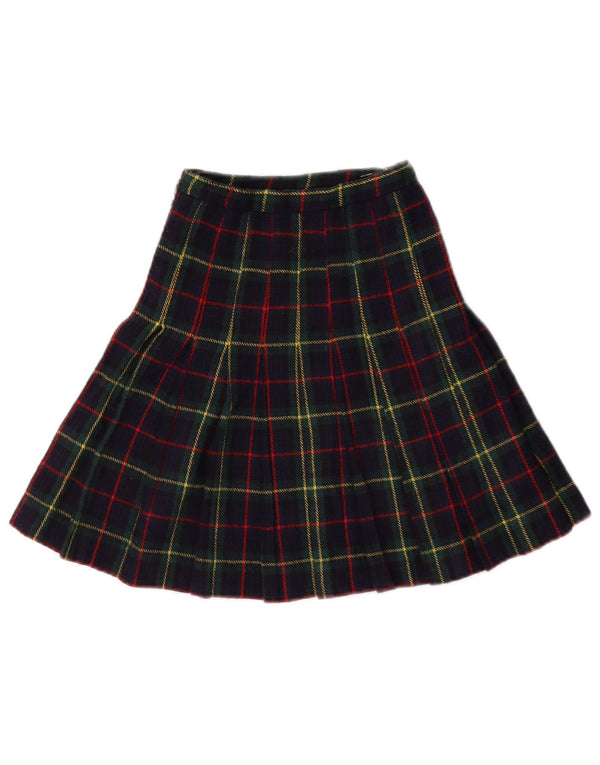 VINTAGE Girls Wrap Skirt 4-5 Years W20 Navy Blue Plaid