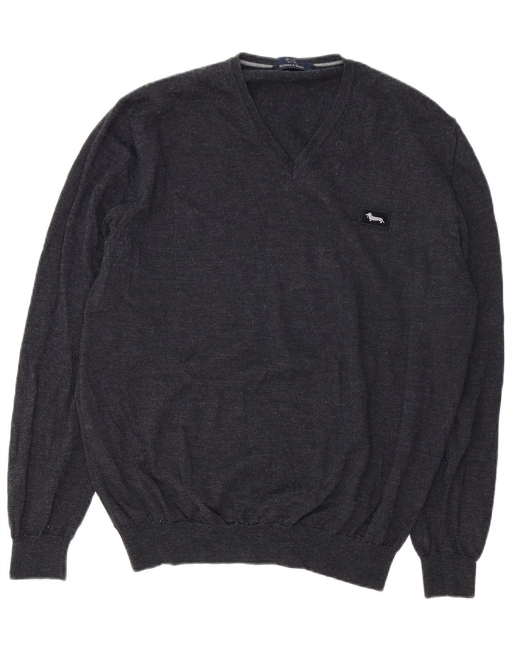 Harmont & Blaine Herren-Pullover mit V-Ausschnitt, 5XL, graue Wolle