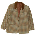 Vintage Damen Blazerjacke mit 2 Knöpfen, IT 46, große grüne Wolle mit Hahnentrittmuster