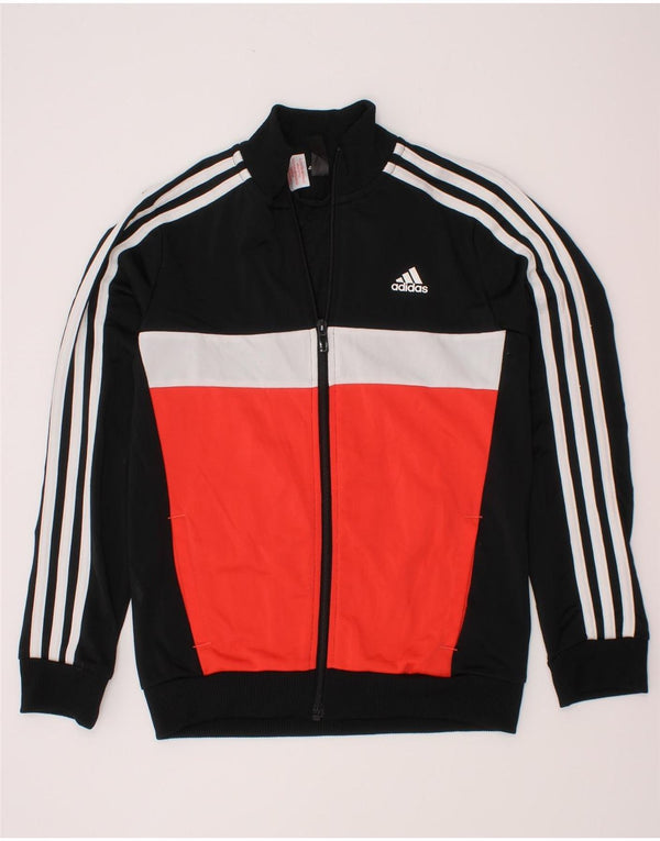 Adidas Jungen-Trainingsanzug-Top-Jacke, 9–10 Jahre, schwarzes Colourblock-Polyester